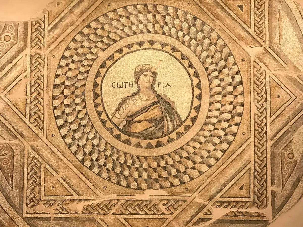 A Roman-era mosaic of Soteria, personification of salvation, in Hatay