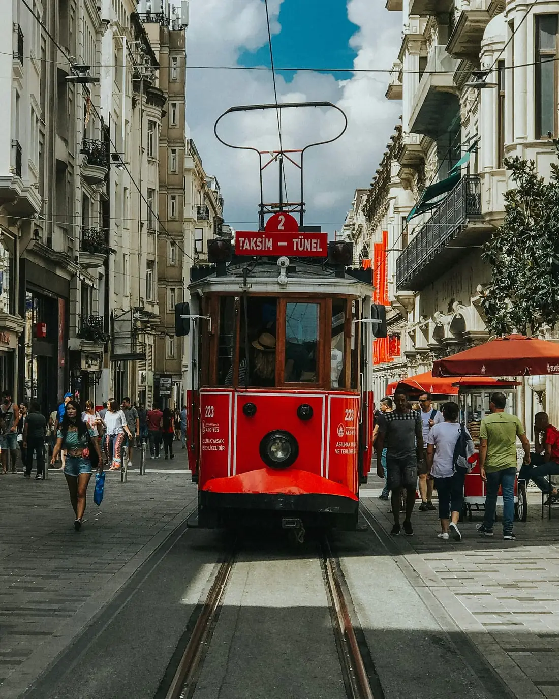 The historic tram on İstiklal Avenue